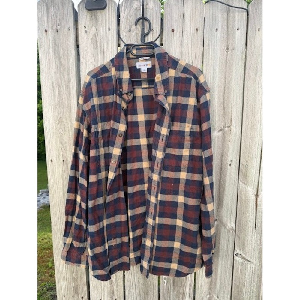 Plaid Flannel Workwear Carhartt Button Down Shirt Mens XL Multicolor